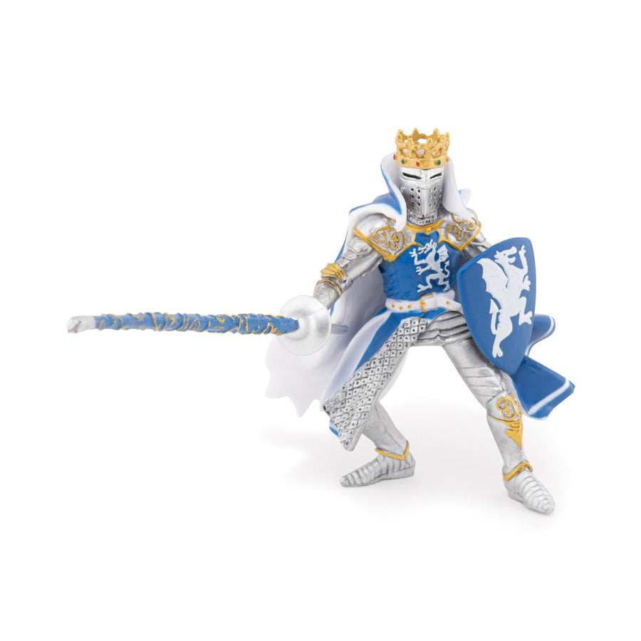 Roi au dragon bleu Papo en PVC, Collection Médiéval, jouet éducatif idéal pour enfants et collectionneurs