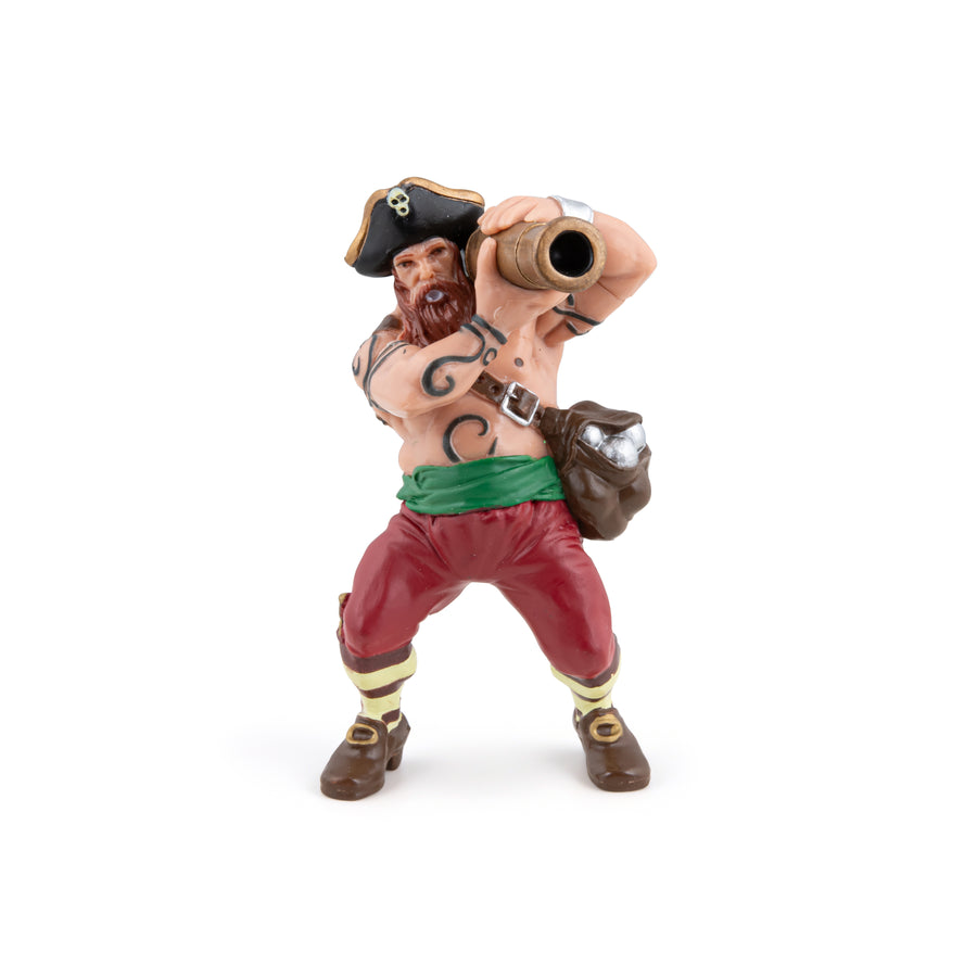 Pirate au canon Papo en PVC, Collection Pirates et corsaires, jouet éducatif idéal pour enfants