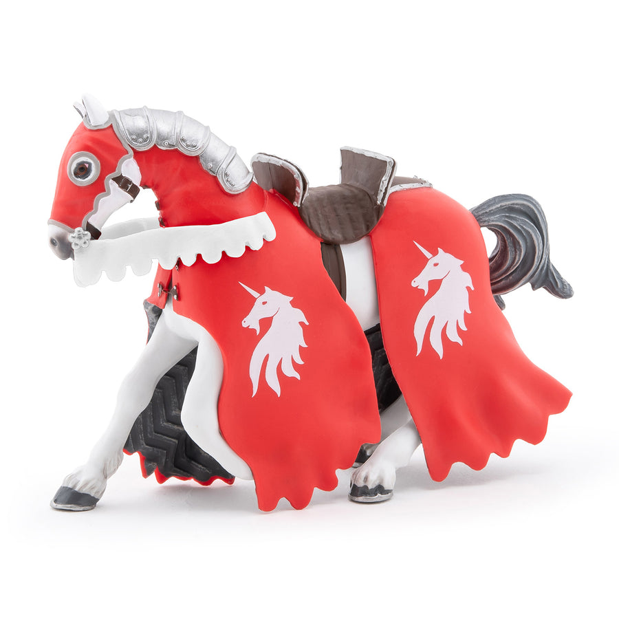 Cheval du chevalier licorne à la lance Papo en PVC, Collection Médiéval, jouet éducatif idéal pour enfants et collectionneurs
