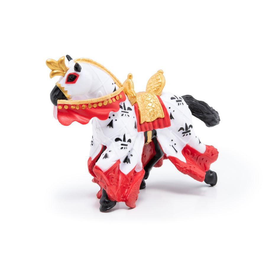 Cheval du roi Arthur rouge Papo en PVC, Collection Médiéval, jouet éducatif idéal pour enfants et collectionneurs