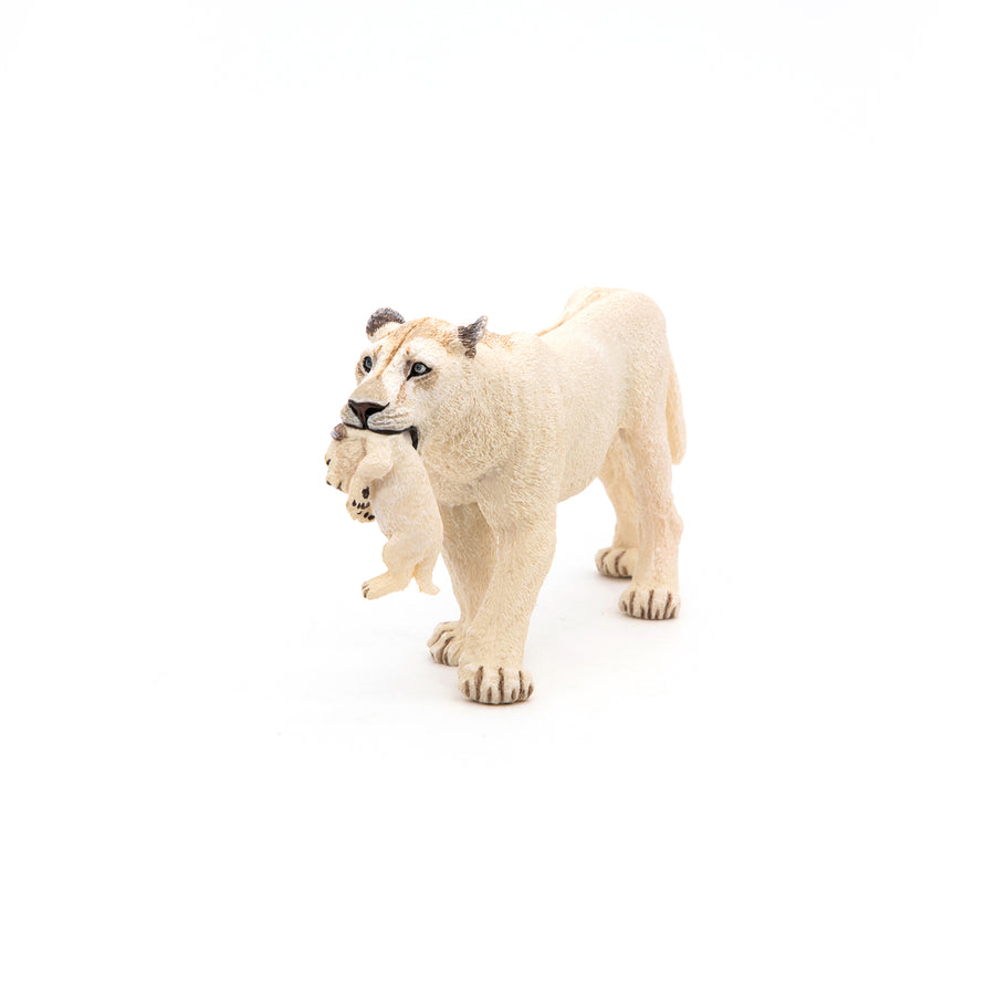 Figurine Lionne blanche avec lionceau Papo en PVC, thème félins, Collection Animaux sauvages, jouet éducatif idéal pour enfants et collectionneurs
