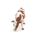 Figurine Vache simmental broutant Papo en PVC, Collection Vie à la ferme, jouet éducatif idéal pour enfants et collectionneurs