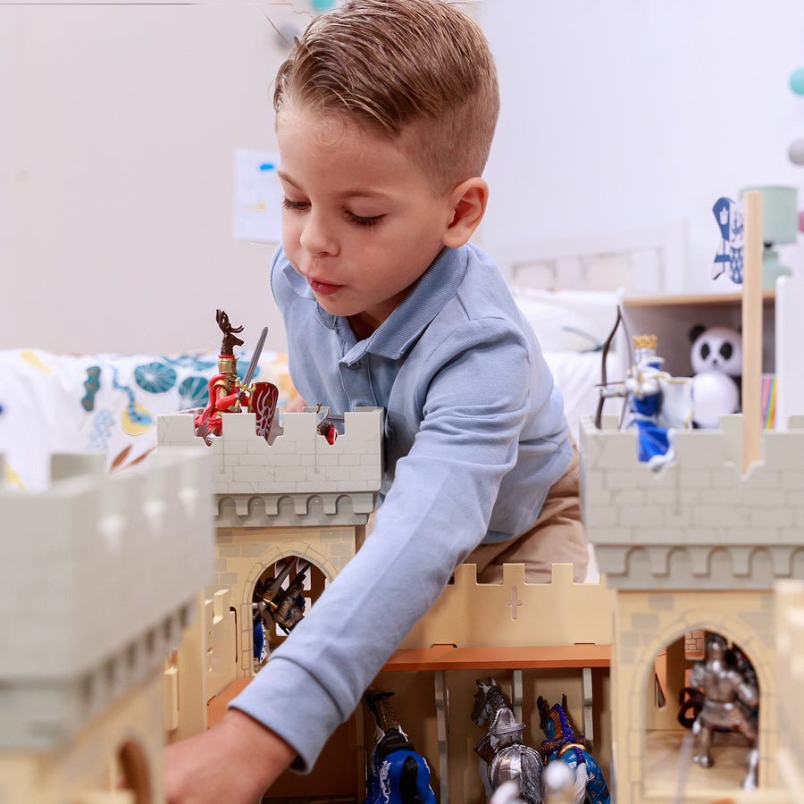 Le Château du Maître des armes Papo en bois, Collection Médiéval, jouet éducatif idéal pour enfants et collectionneurs